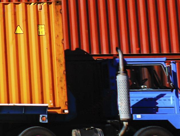 Container and truck in the port